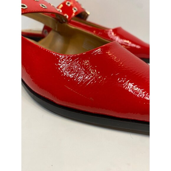 Steve Madden Women's Smokee Buckle Slingback Flats Size 10 Red Patent Leather - Picture 5 of 9
